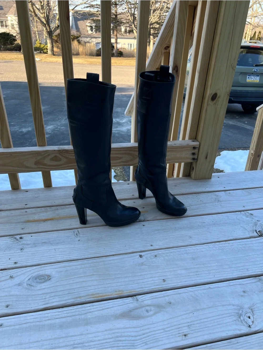 Tod's Black Tall Leather Riding Boots